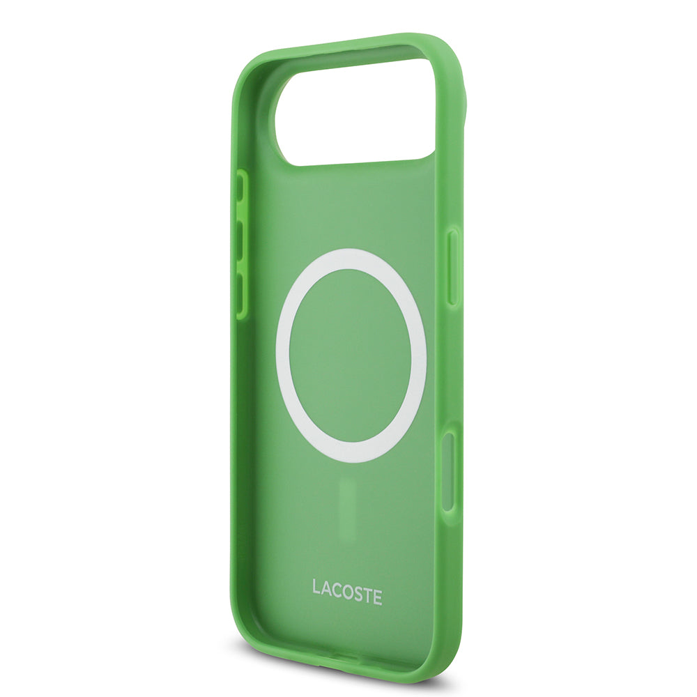 iPhone 17 Air Kılıf Lacoste Orijinal Lisanslı M-safe Şarj Özellikli PU Pike Desenli Metal Logolu Kartlıklı Kılıf
