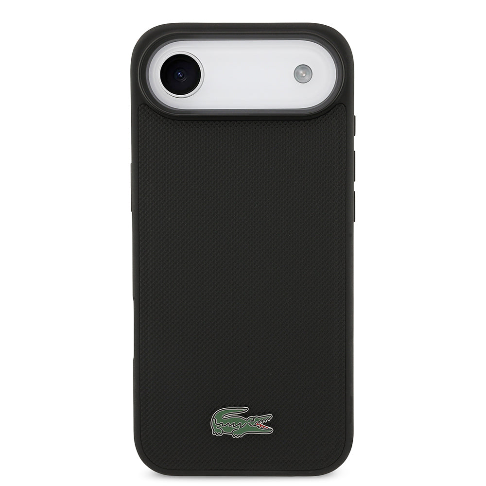 iPhone 17 Air Kılıf Lacoste Orijinal Lisanslı M-safe Şarj Özellikli PU Pike Desenli Metal Logolu Kartlıklı Kılıf