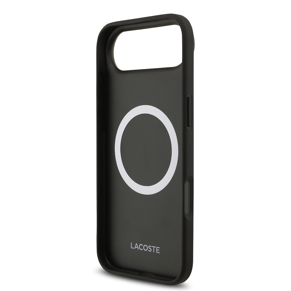 iPhone 17 Air Kılıf Lacoste Orijinal Lisanslı M-safe Şarj Özellikli PU Pike Desenli Metal Logolu Kartlıklı Kılıf