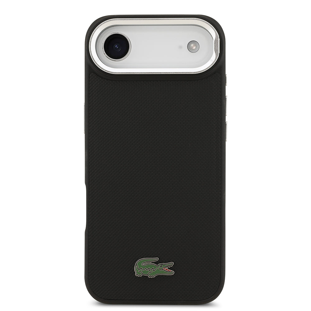 iPhone 17 Air Kılıf Lacoste Orijinal Lisanslı M-safe Şarj Özellikli PU Pike Desenli Standlı Metal Logolu Kılıf
