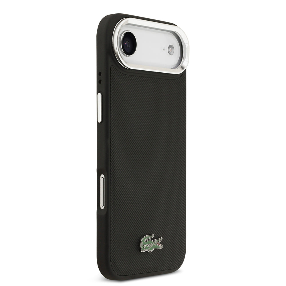 iPhone 17 Air Kılıf Lacoste Orijinal Lisanslı M-safe Şarj Özellikli PU Pike Desenli Standlı Metal Logolu Kılıf