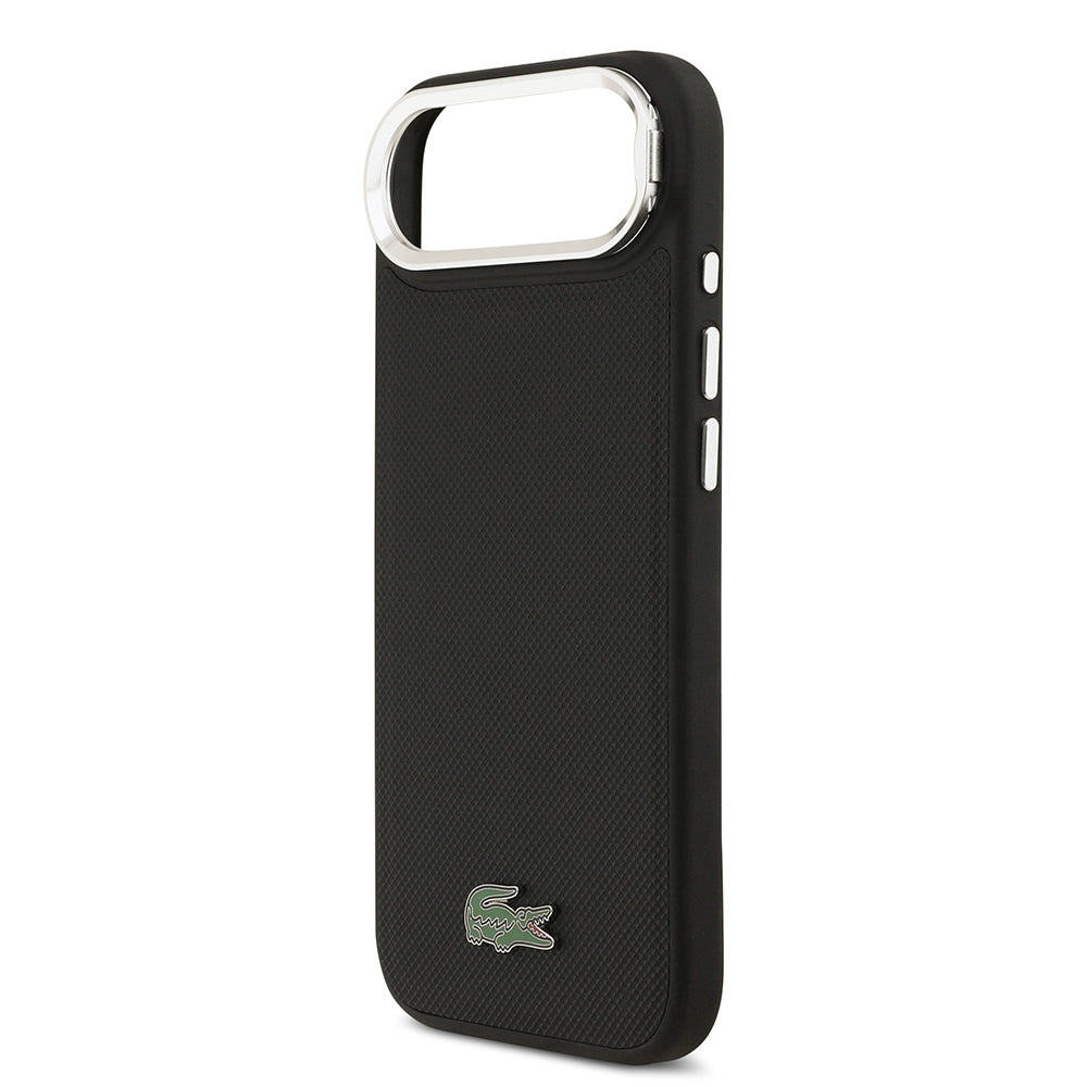 iPhone 17 Air Kılıf Lacoste Orijinal Lisanslı M-safe Şarj Özellikli PU Pike Desenli Standlı Metal Logolu Kılıf