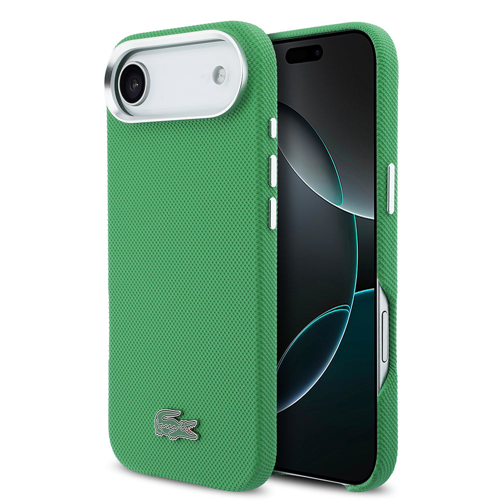 iPhone 17 Air Kılıf Lacoste Orijinal Lisanslı M-Safe Şarj Özellikli PVC Pike Desenli Arka Yüzey İkonik Timsah Dokuma Logolu Kılıf