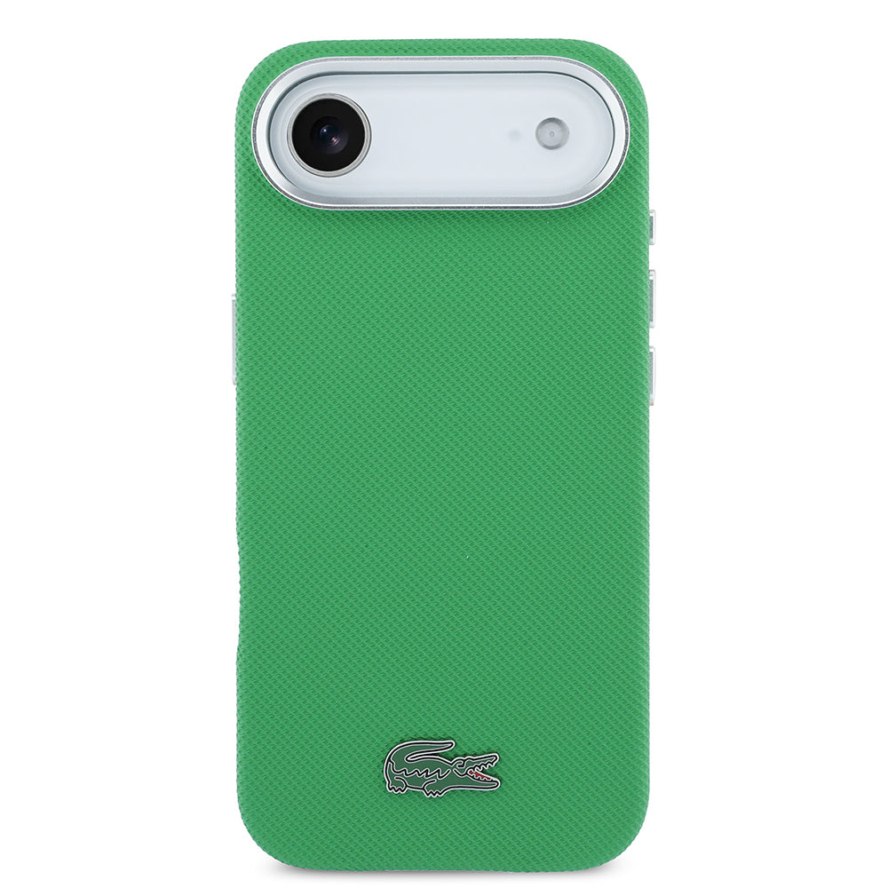 iPhone 17 Air Kılıf Lacoste Orijinal Lisanslı M-Safe Şarj Özellikli PVC Pike Desenli Arka Yüzey İkonik Timsah Dokuma Logolu Kılıf