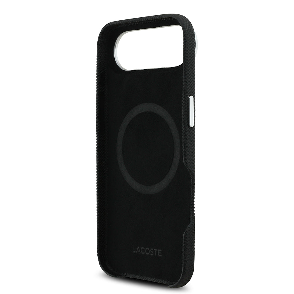 iPhone 17 Air Kılıf Lacoste Orijinal Lisanslı M-Safe Şarj Özellikli PVC Pike Desenli Arka Yüzey İkonik Timsah Dokuma Logolu Kılıf