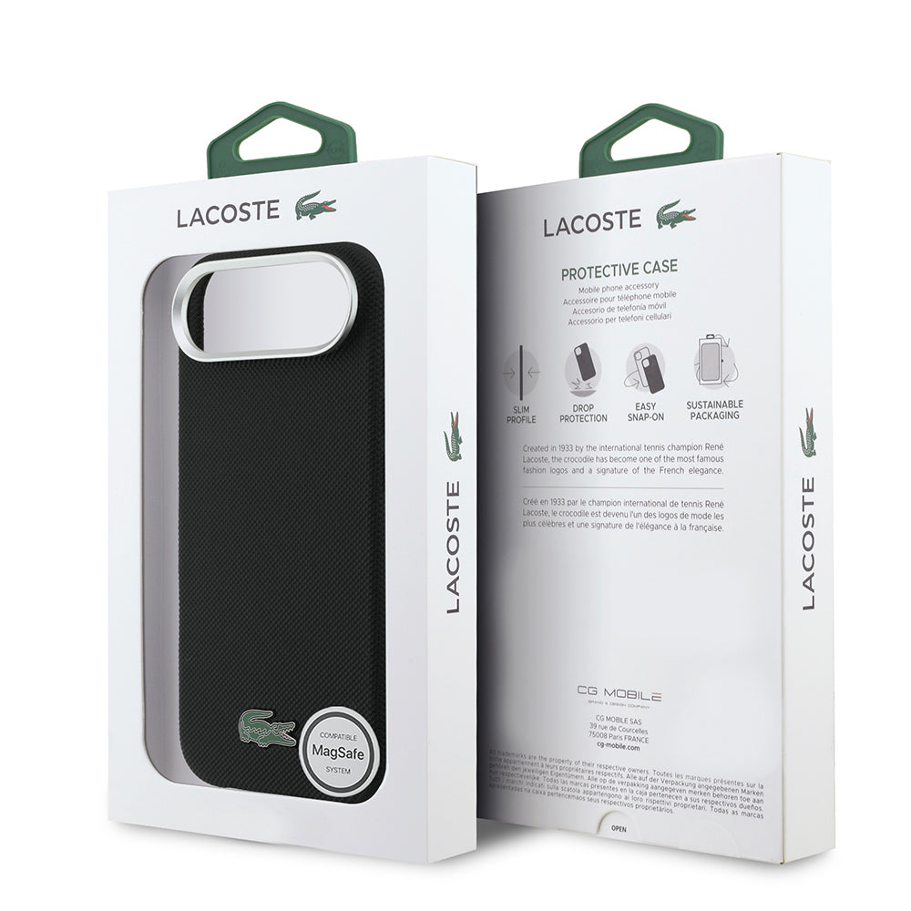 iPhone 17 Air Kılıf Lacoste Orijinal Lisanslı M-Safe Şarj Özellikli PVC Pike Desenli Arka Yüzey İkonik Timsah Dokuma Logolu Kılıf