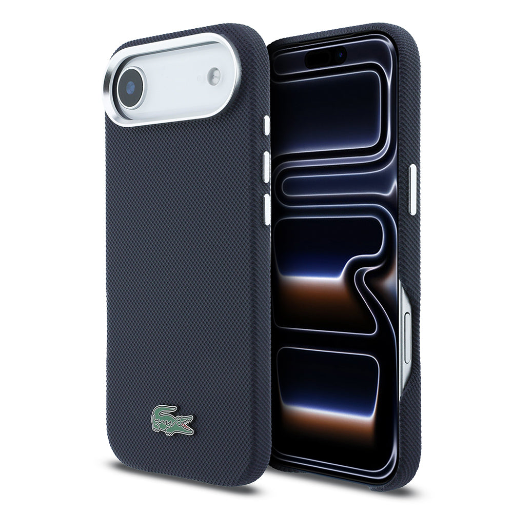 iPhone 17 Air Kılıf Lacoste Orijinal Lisanslı M-Safe Şarj Özellikli PVC Pike Desenli Arka Yüzey İkonik Timsah Dokuma Logolu Kılıf
