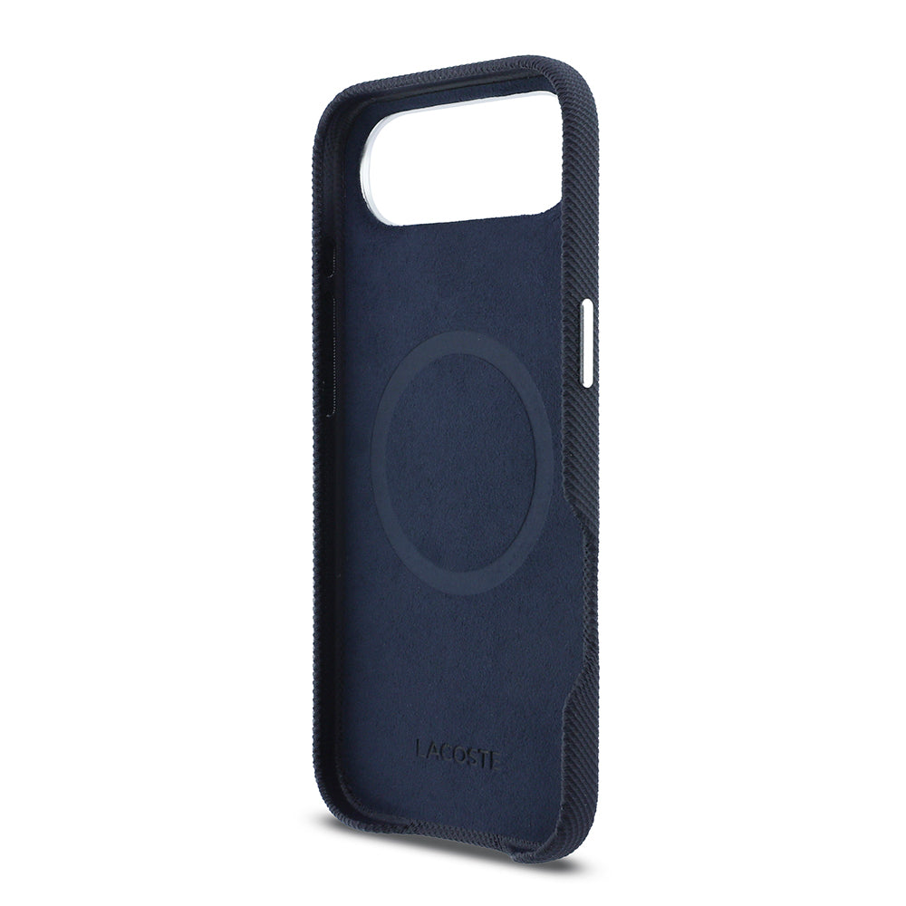 iPhone 17 Air Kılıf Lacoste Orijinal Lisanslı M-Safe Şarj Özellikli PVC Pike Desenli Arka Yüzey İkonik Timsah Dokuma Logolu Kılıf