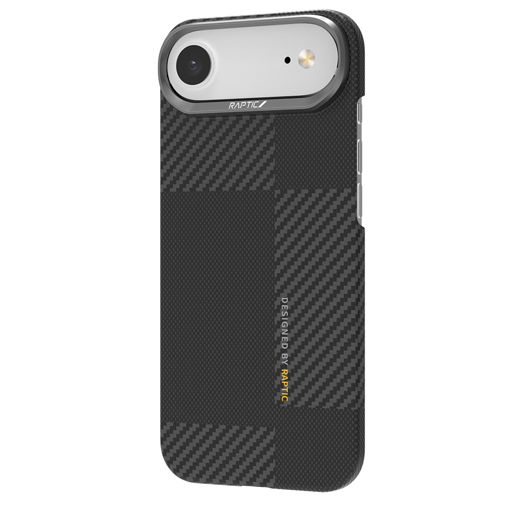 iPhone 17 Air Kılıf M-safe Şarj Özellikli 600D Metal Kamera Çerçeveli Raptic Aramid Karbon Fiber Geotik Serisi Kılıf
