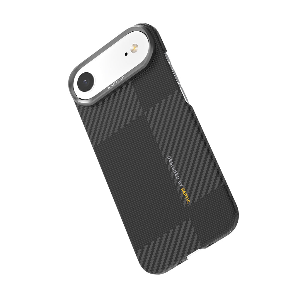 iPhone 17 Air Kılıf M-safe Şarj Özellikli 600D Metal Kamera Çerçeveli Raptic Aramid Karbon Fiber Geotik Serisi Kılıf