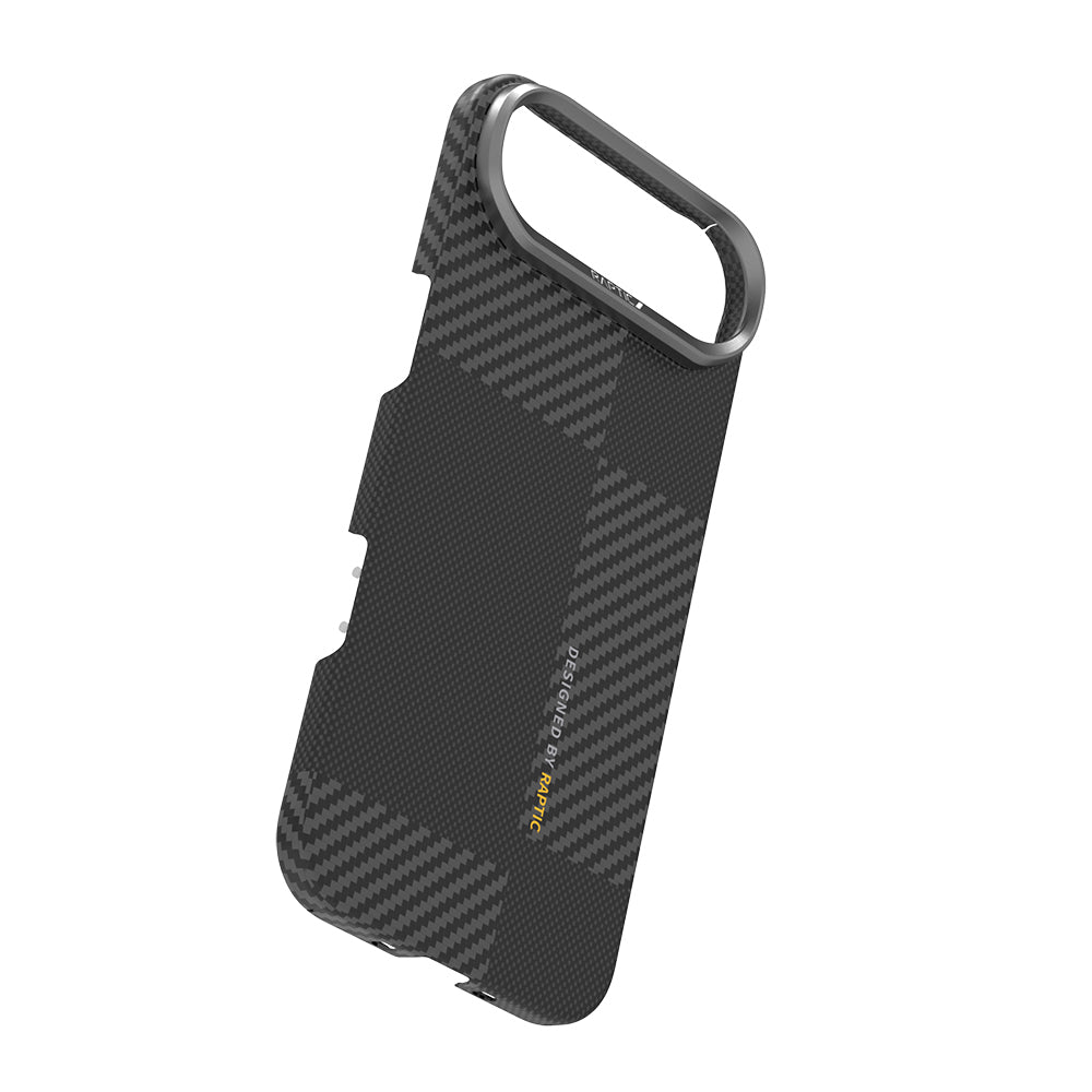 iPhone 17 Air Kılıf M-safe Şarj Özellikli 600D Metal Kamera Çerçeveli Raptic Aramid Karbon Fiber Geotik Serisi Kılıf