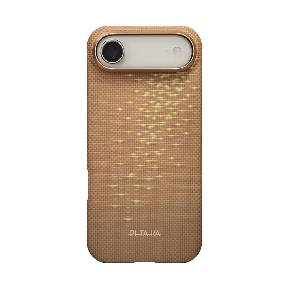 iPhone 17 Air Kılıf M-safe Şarj Özellikli Aramid Fiber Pitaka Glints of Gold Ultra Slim Serisi Kılıf