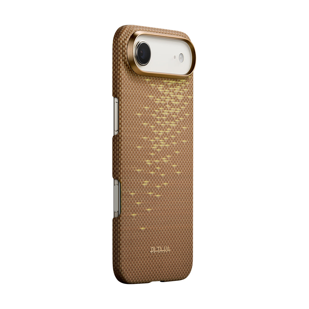 iPhone 17 Air Kılıf M-safe Şarj Özellikli Aramid Karbon Fiber Pitaka Glints of Gold Ultra Slim Serisi Kılıf