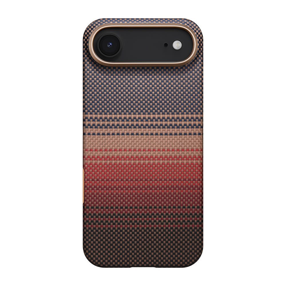 iPhone 17 Air Kılıf M-safe Şarj Özellikli Aramid Karbon Fiber Pitaka Tactile Woven Sunset-Moonrise Serisi Kılıf