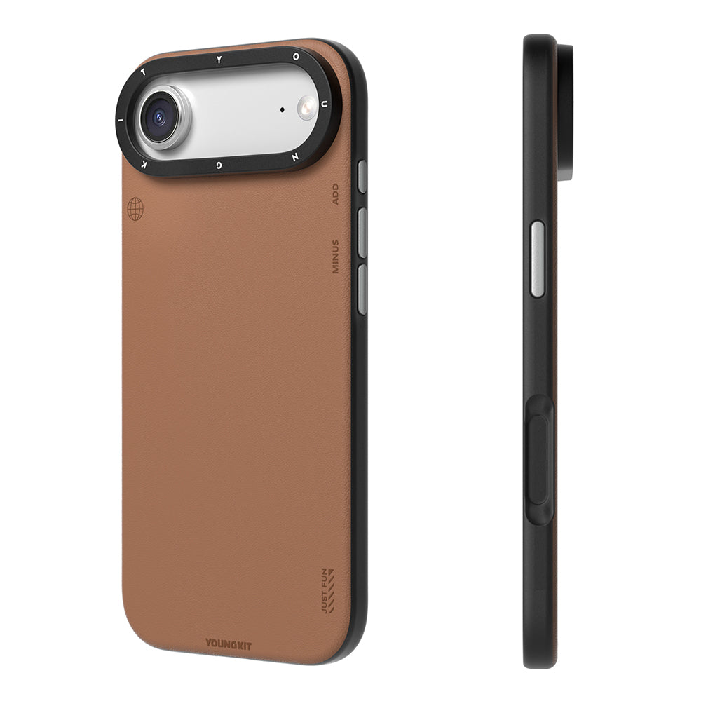 iPhone 17 Air Kılıf M-safe Şarj Özellikli Basit Mat Deri Desenli Youngkit Tech Fashion Serisi Kılıf