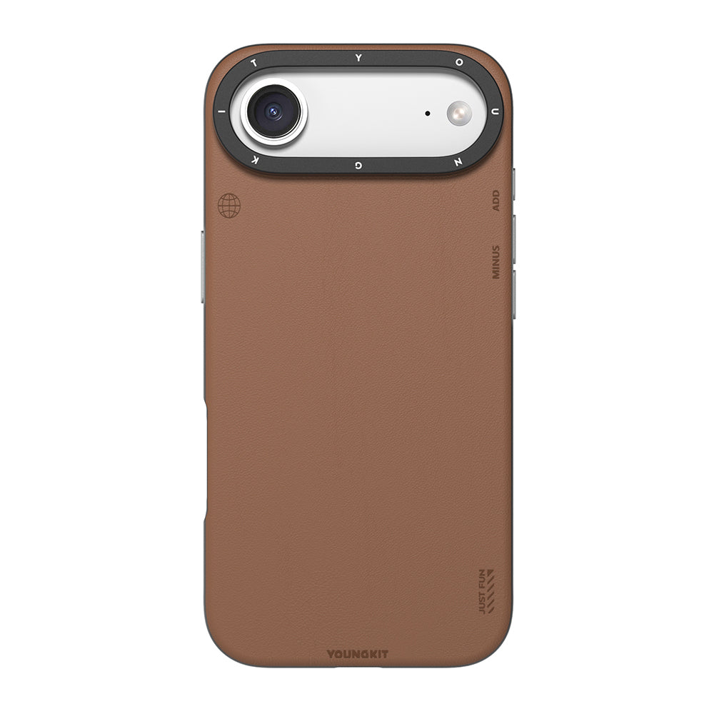 iPhone 17 Air Kılıf M-safe Şarj Özellikli Basit Mat Deri Desenli Youngkit Tech Fashion Serisi Kılıf