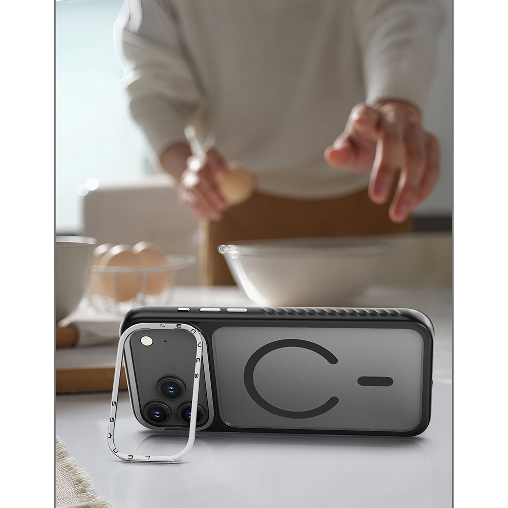 iPhone 17 Air Kılıf M-safe Şarj Özellikli Metal Kamera Standlı Lenyes CK226 PC Kılıf