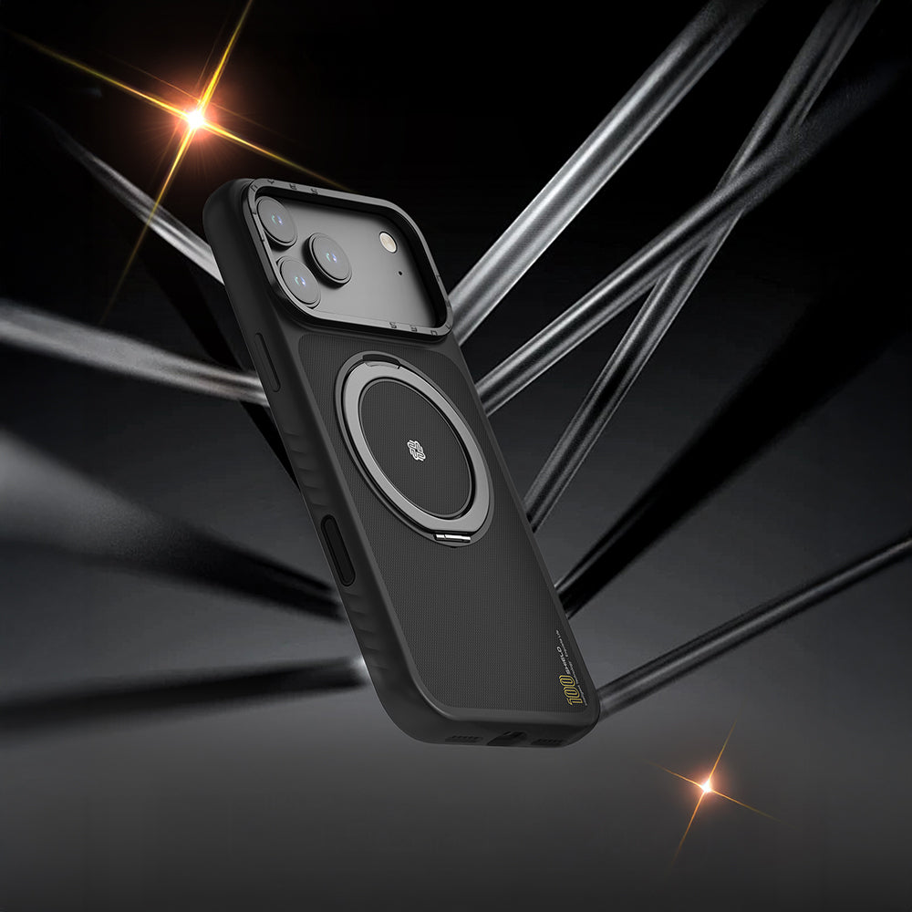 iPhone 17 Air Kılıf M-safe Şarj Özellikli Metal Standlı Lenyes CK225 Kevlar Kılıf