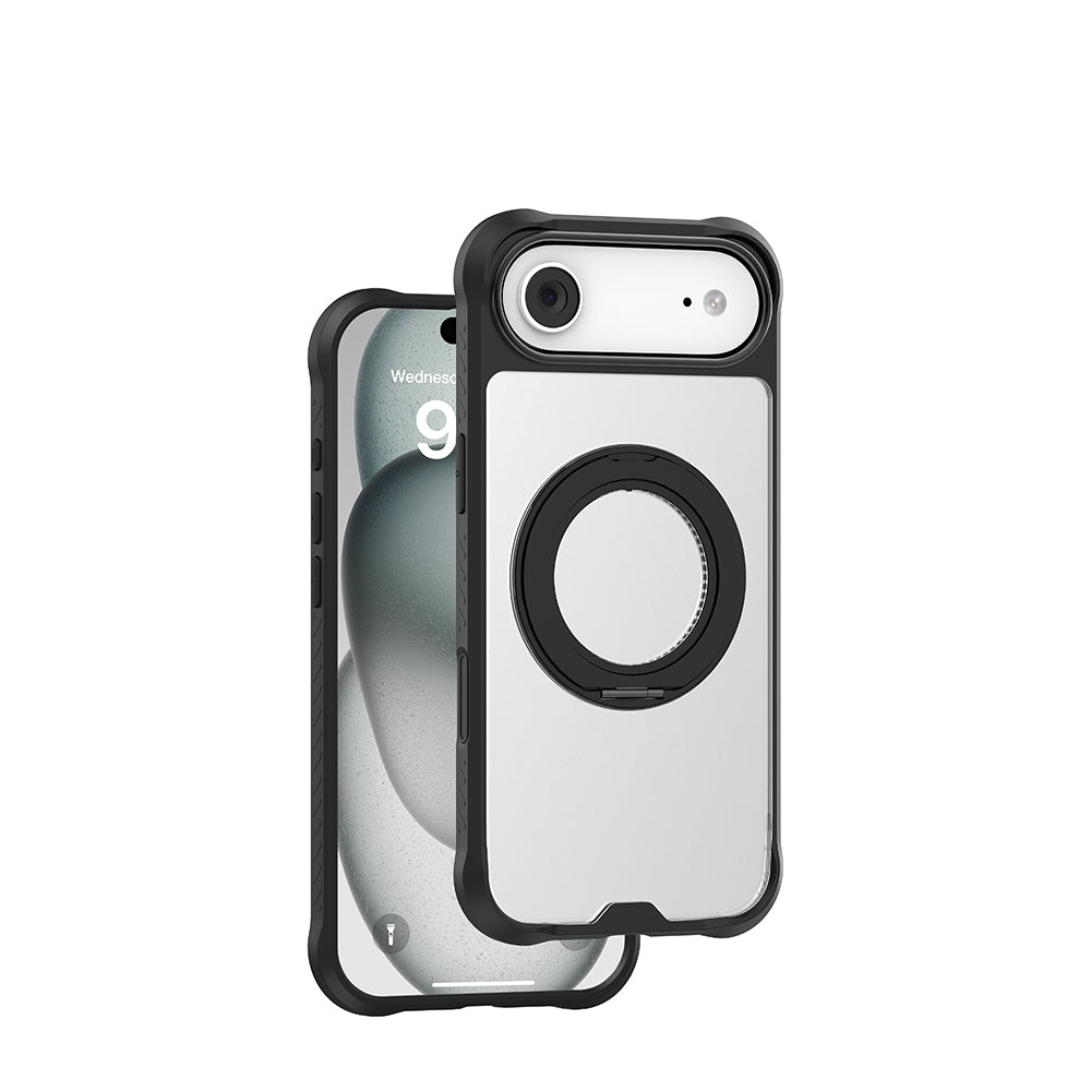 iPhone 17 Air Kılıf M-safe Şarj Özellikli Parmak Ring Standlı Airbag Tasarımlı Mutural Obsidian Serisi Kılıf