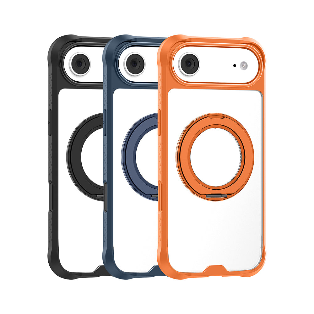 iPhone 17 Air Kılıf M-safe Şarj Özellikli Parmak Ring Standlı Airbag Tasarımlı Mutural Obsidian Serisi Kılıf