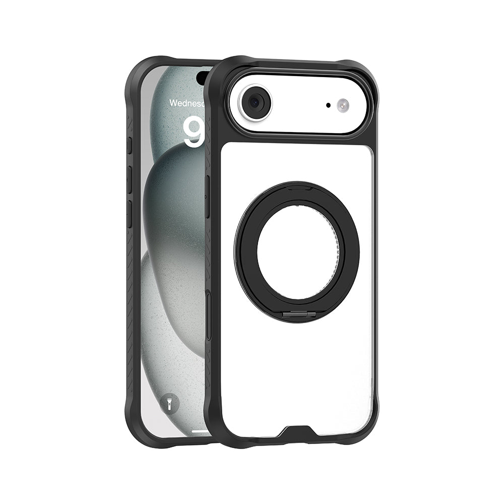 iPhone 17 Air Kılıf M-safe Şarj Özellikli Parmak Ring Standlı Airbag Tasarımlı Mutural Obsidian Serisi Kılıf