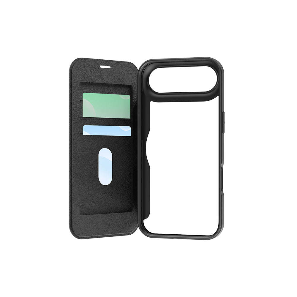 iPhone 17 Air Kılıf M-Safe Şarj Özellikli Raptic Air Folio Şeffaf Kartlıklı Kılıf