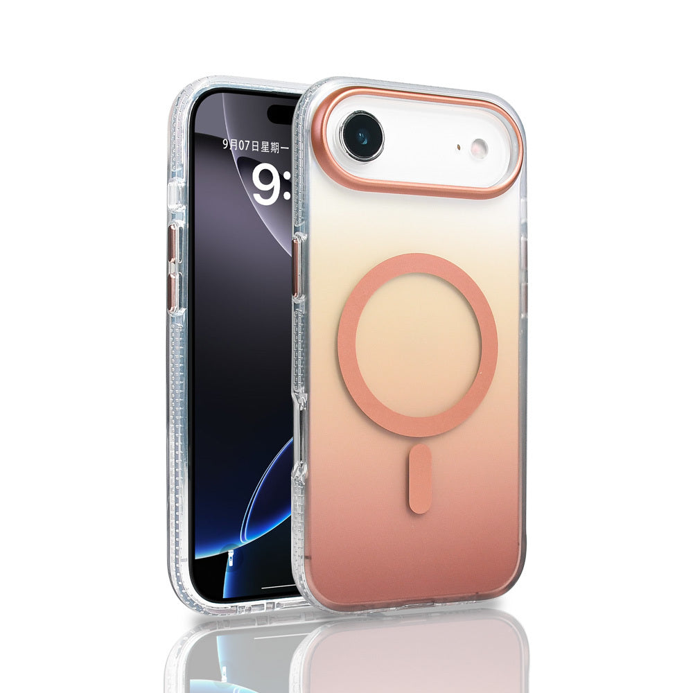 iPhone 17 Air Kılıf M-safe Şarj Özellikli Transparan Renk Geçişli Zore Toros Kılıf