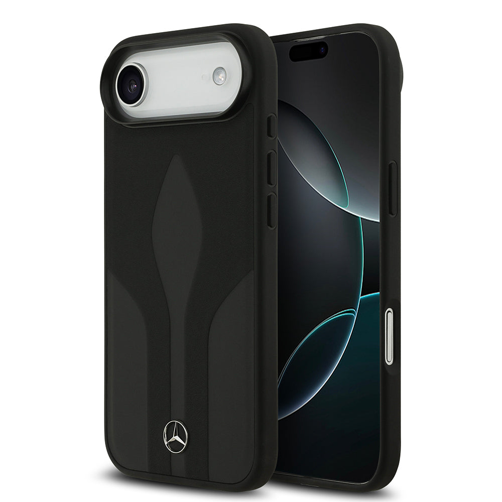 iPhone 17 Air Kılıf Mercedes Benz Orijinal Lisanslı M-safe Şarj Özellikli Dokulu Desenli Deri Kılıf