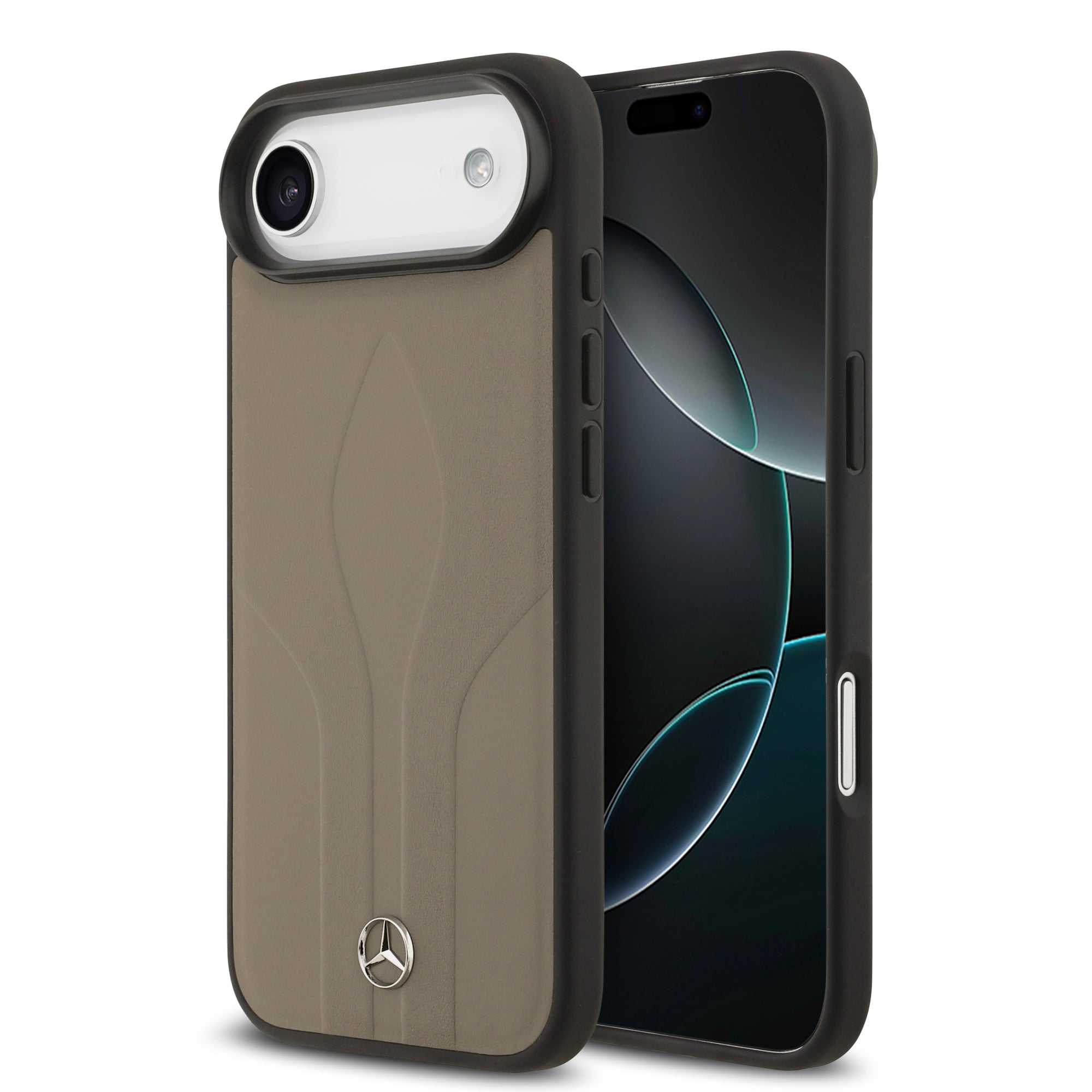 iPhone 17 Air Kılıf Mercedes Benz Orijinal Lisanslı M-safe Şarj Özellikli Dokulu Desenli Deri Kılıf