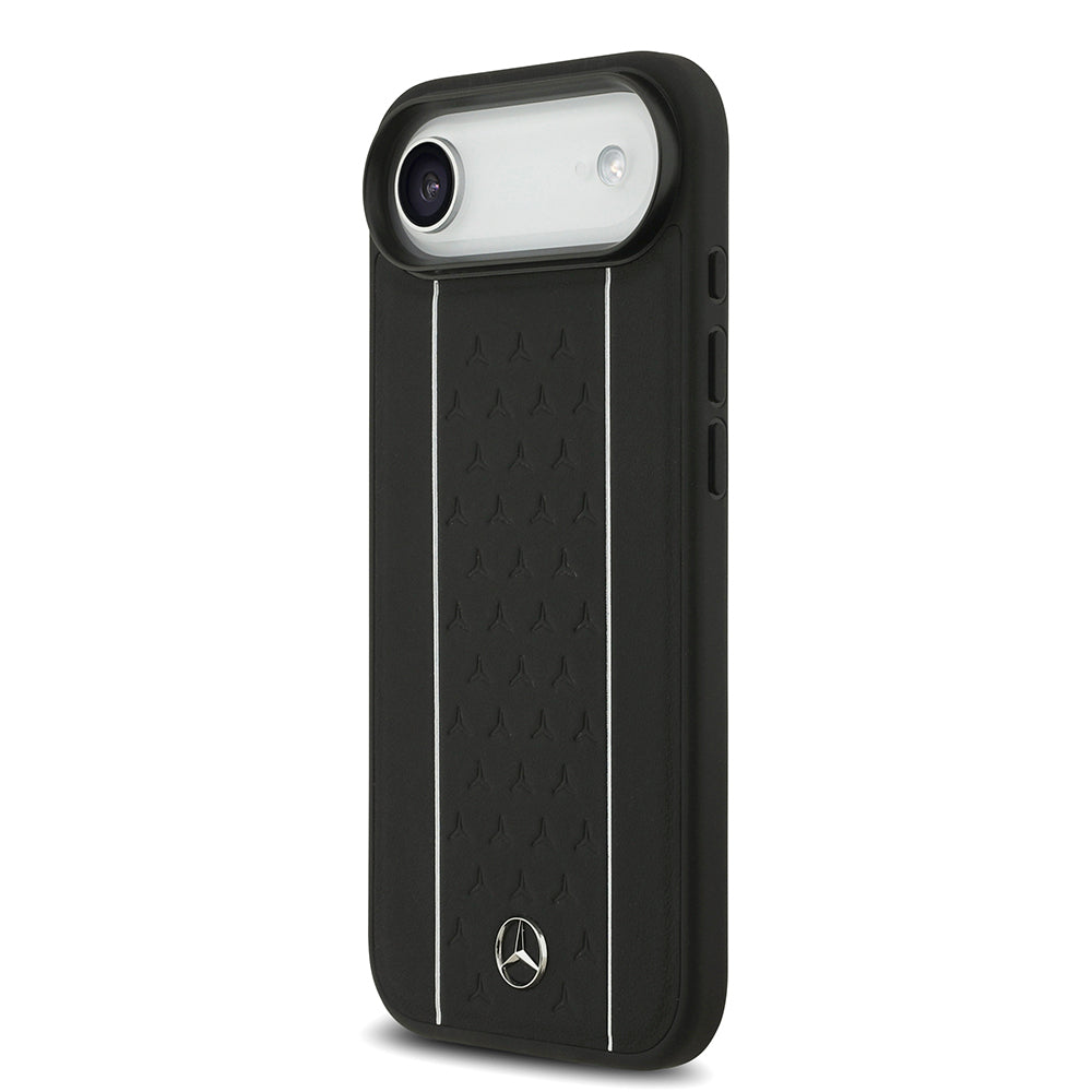 iPhone 17 Air Kılıf Mercedes Benz Orijinal Lisanslı M-safe Şarj Özellikli Şeritli Yıldız Desenli Metal Logolu Deri Kılıf
