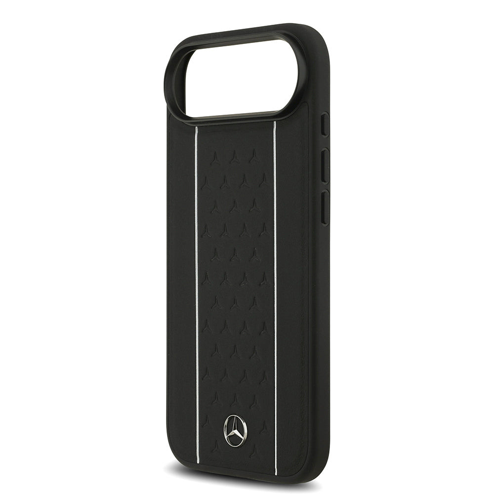 iPhone 17 Air Kılıf Mercedes Benz Orijinal Lisanslı M-safe Şarj Özellikli Şeritli Yıldız Desenli Metal Logolu Deri Kılıf