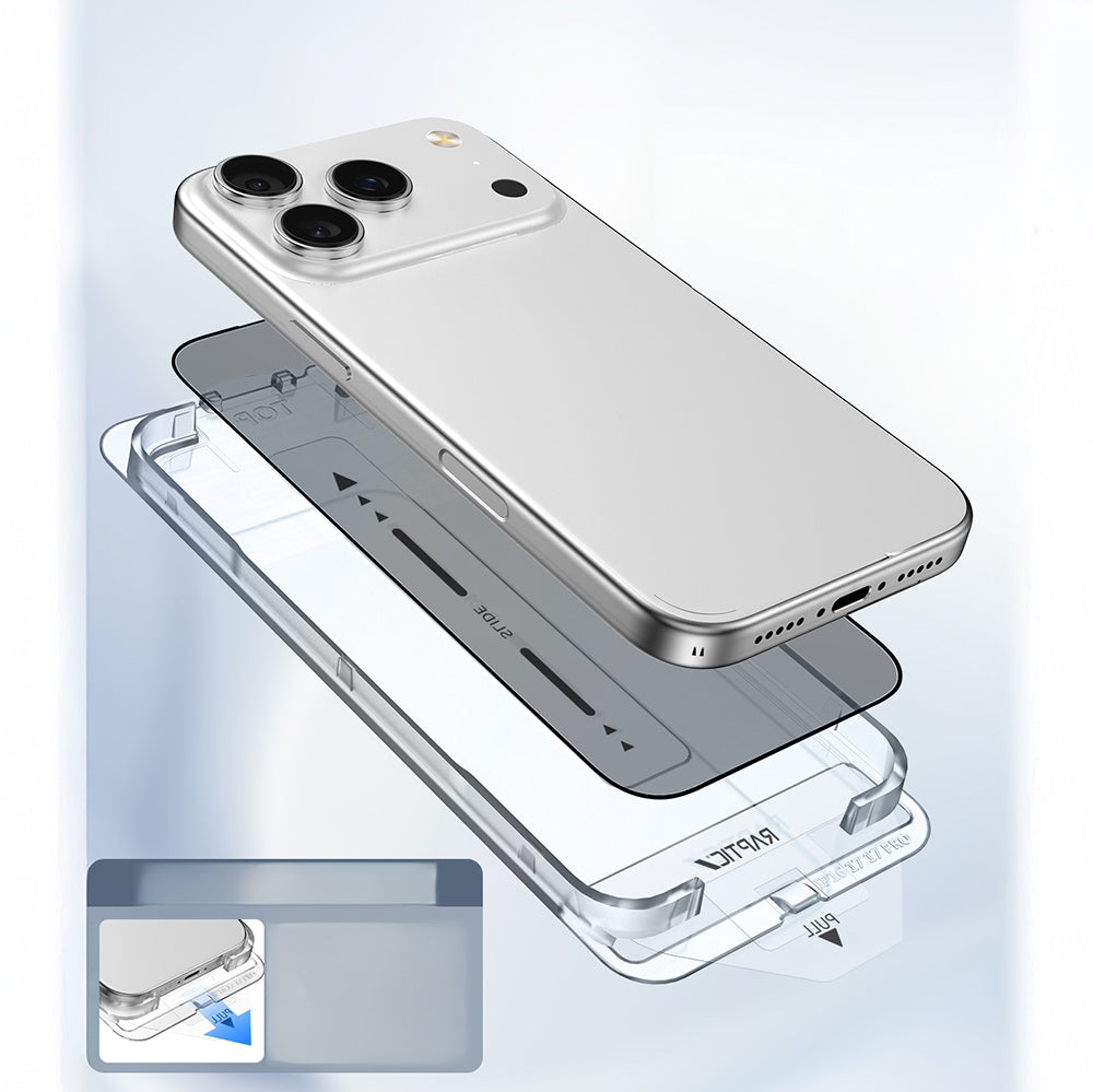 iPhone 17 Air Raptic Air Glass 2.5D Privacy Hayalet Ekran Koruyucu 2 Adet + Kolay Uygulama Aparatlı