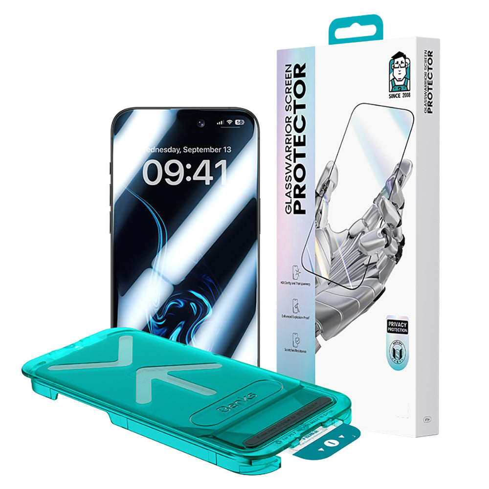 iPhone 17 Benks Glass Warrior Privacy HD Cam Ekran Koruyucu + Kolay Uygulama Aparatlı