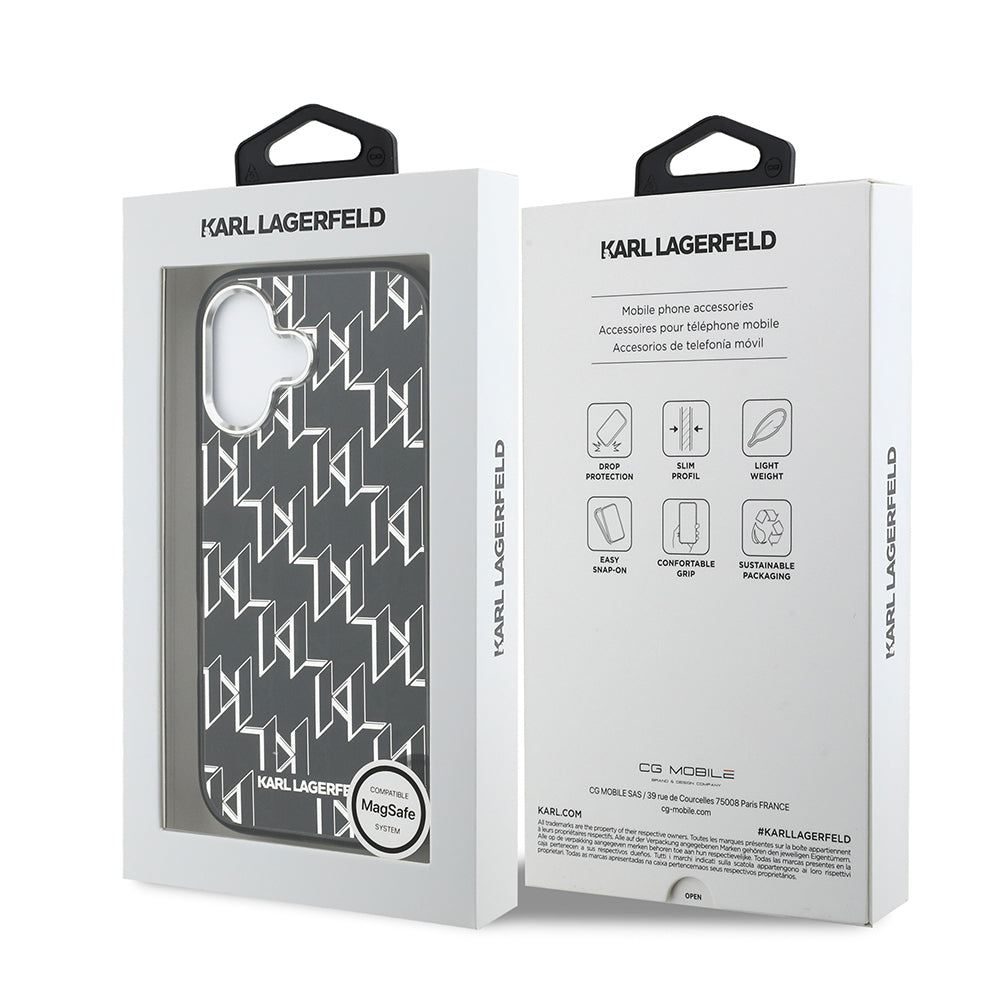iPhone 17 Kılıf Orijinal Lisanslı M-safe Şarj Özellikli Karl Lagerfeld IML Baskılı Monogram Dizayn Kılıf