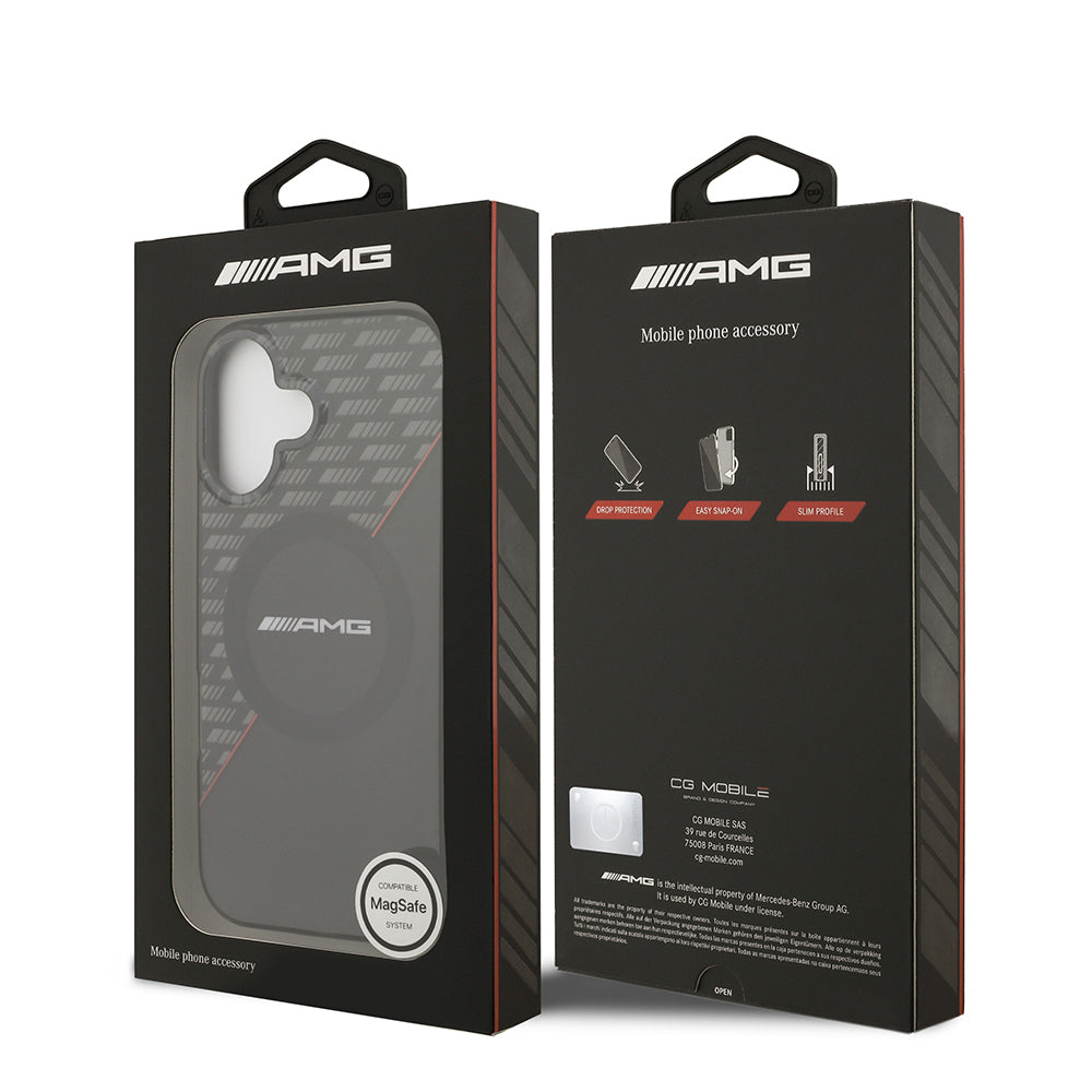 iPhone 17 Kılıf AMG Orijinal Lisanslı M-safe Şarj Özellikli Çift Katmanlı Kırmızı Çapraz Çizgili Kılıf