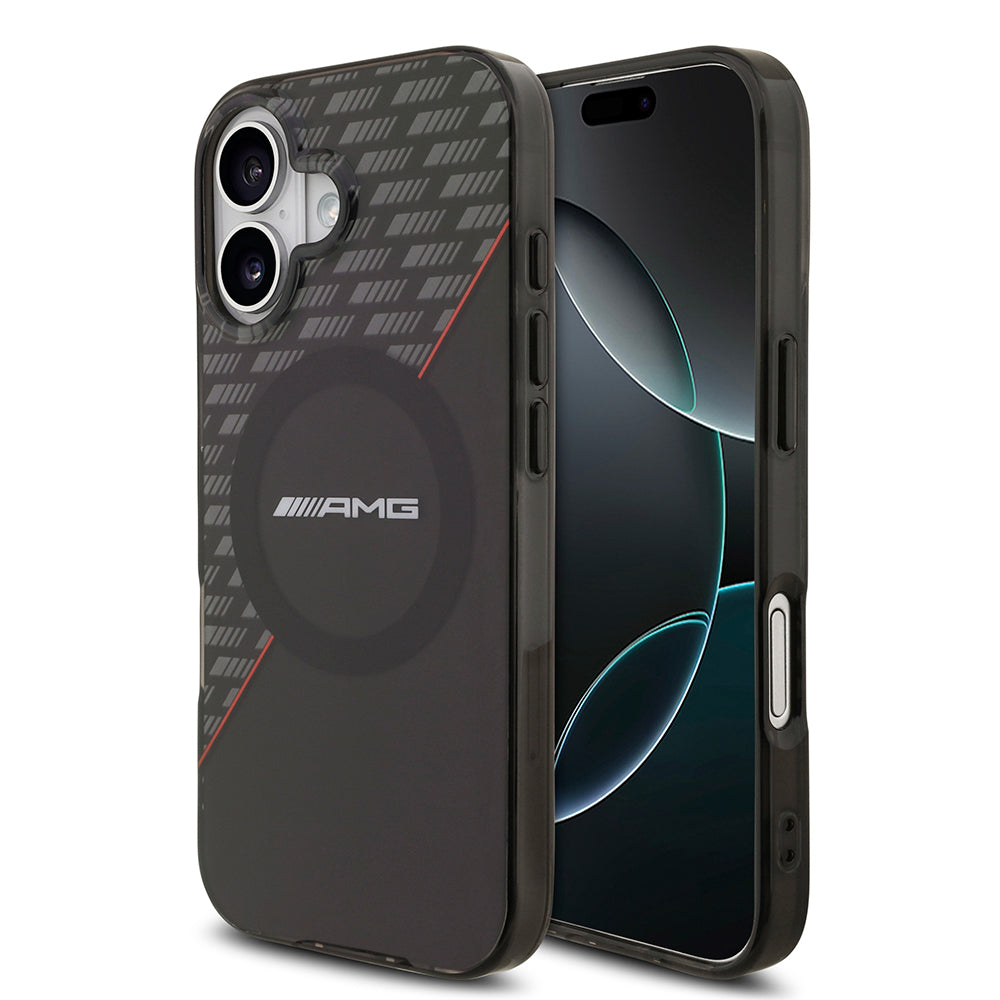 iPhone 17 Kılıf AMG Orijinal Lisanslı M-safe Şarj Özellikli Çift Katmanlı Kırmızı Çapraz Çizgili Kılıf