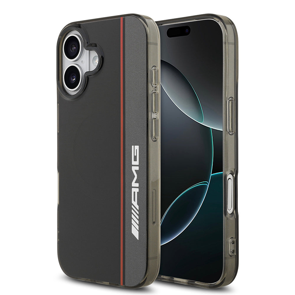 iPhone 17 Kılıf AMG Orijinal Lisanslı M-safe Şarj Özellikli IML Baskı Logolu Çift Katmanlı Bow Lines Kılıf