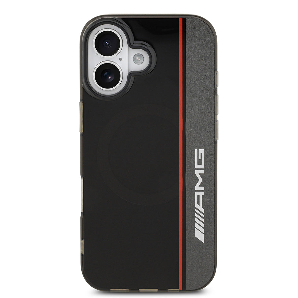 iPhone 17 Kılıf AMG Orijinal Lisanslı M-safe Şarj Özellikli IML Baskı Logolu Çift Katmanlı Bow Lines Kılıf