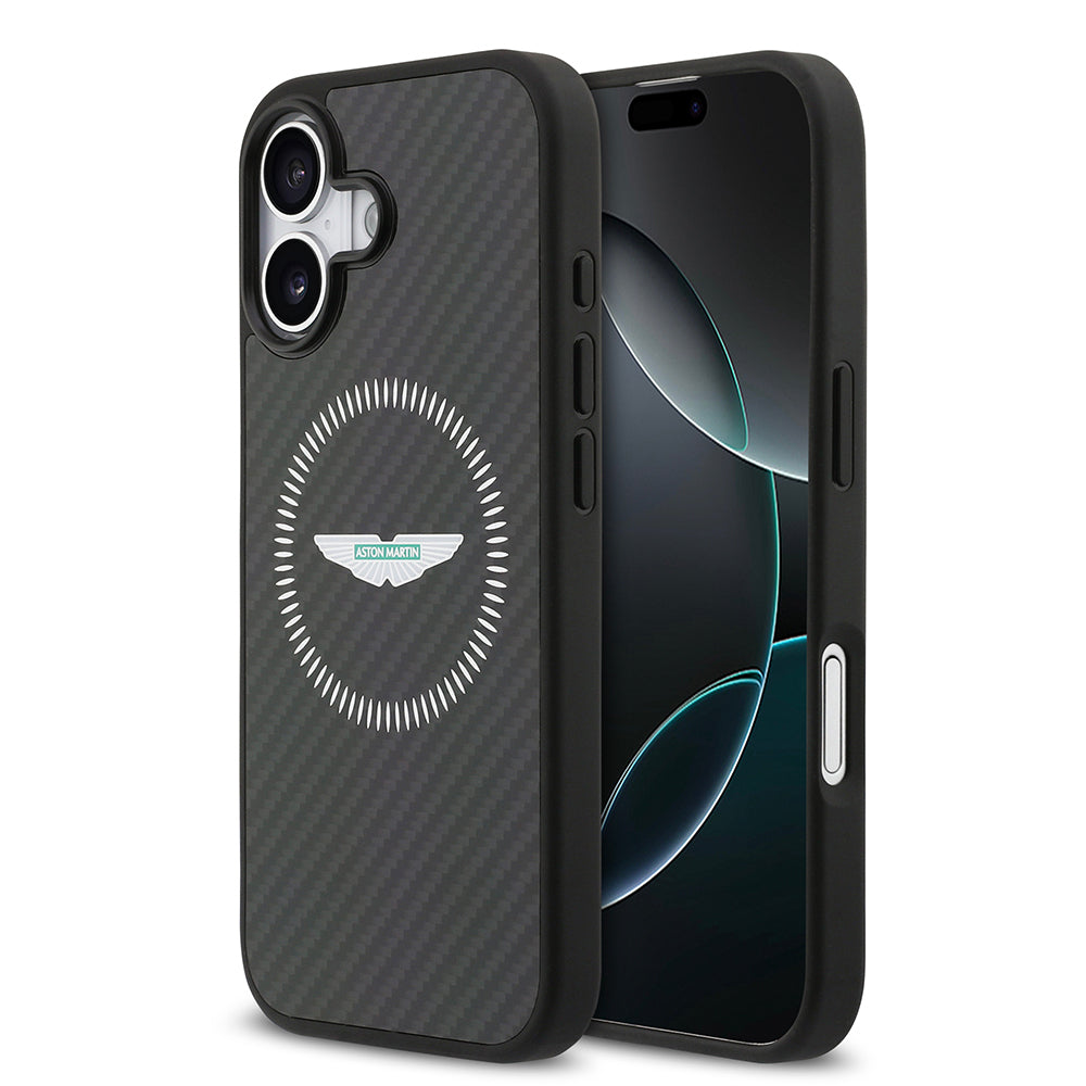 iPhone 17 Kılıf Aston Martin Orijinal Lisanslı M-safe Şarj Özellikli Karbon Fiber Kılıf