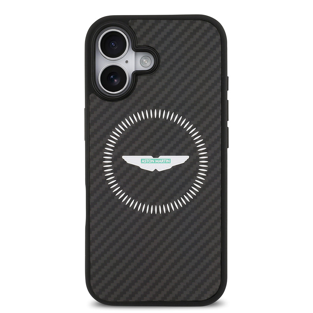 iPhone 17 Kılıf Aston Martin Orijinal Lisanslı M-safe Şarj Özellikli Karbon Fiber Kılıf