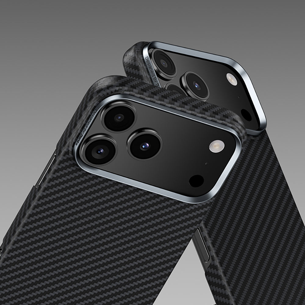 iPhone 17 Kılıf Benks M-safe Şarj Özellikli Metal Kamera Çerçeveli Magnetik ArmorAir 600D Kevlar Karbon Fiber Kılıf