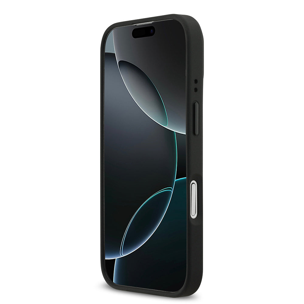 iPhone 17 Kılıf BMW Orijinal Lisanslı M-safe Şarj Özellikli Deri Arka Yüzey Metal Logolu Delikli Şerit Tasarımlı Kılıf