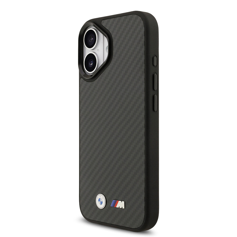 iPhone 17 Kılıf BMW Orijinal Lisanslı M-safe Şarj Özellikli Karbon Fiber Metal Logolu Kılıf