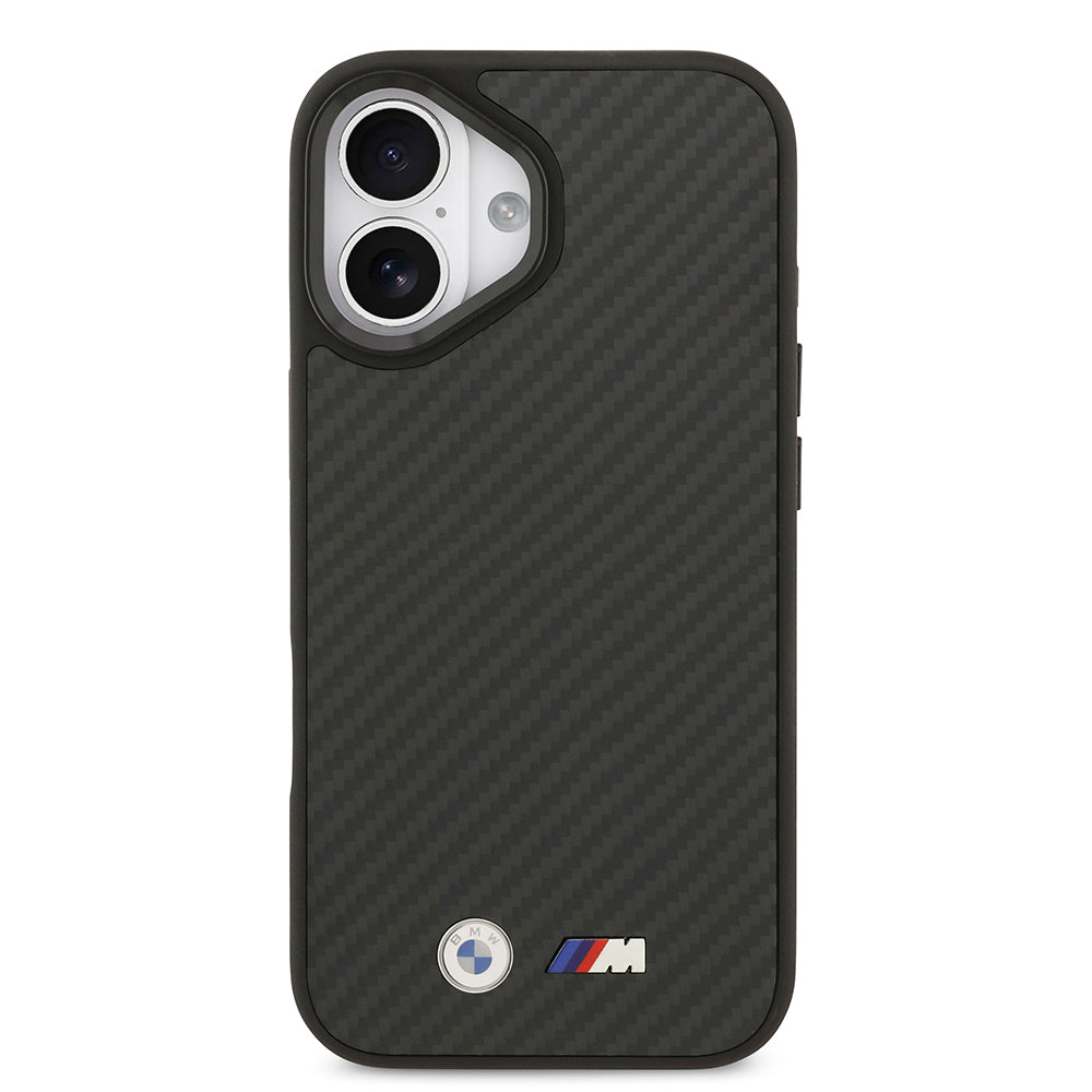 iPhone 17 Kılıf BMW Orijinal Lisanslı M-safe Şarj Özellikli Karbon Fiber Metal Logolu Kılıf