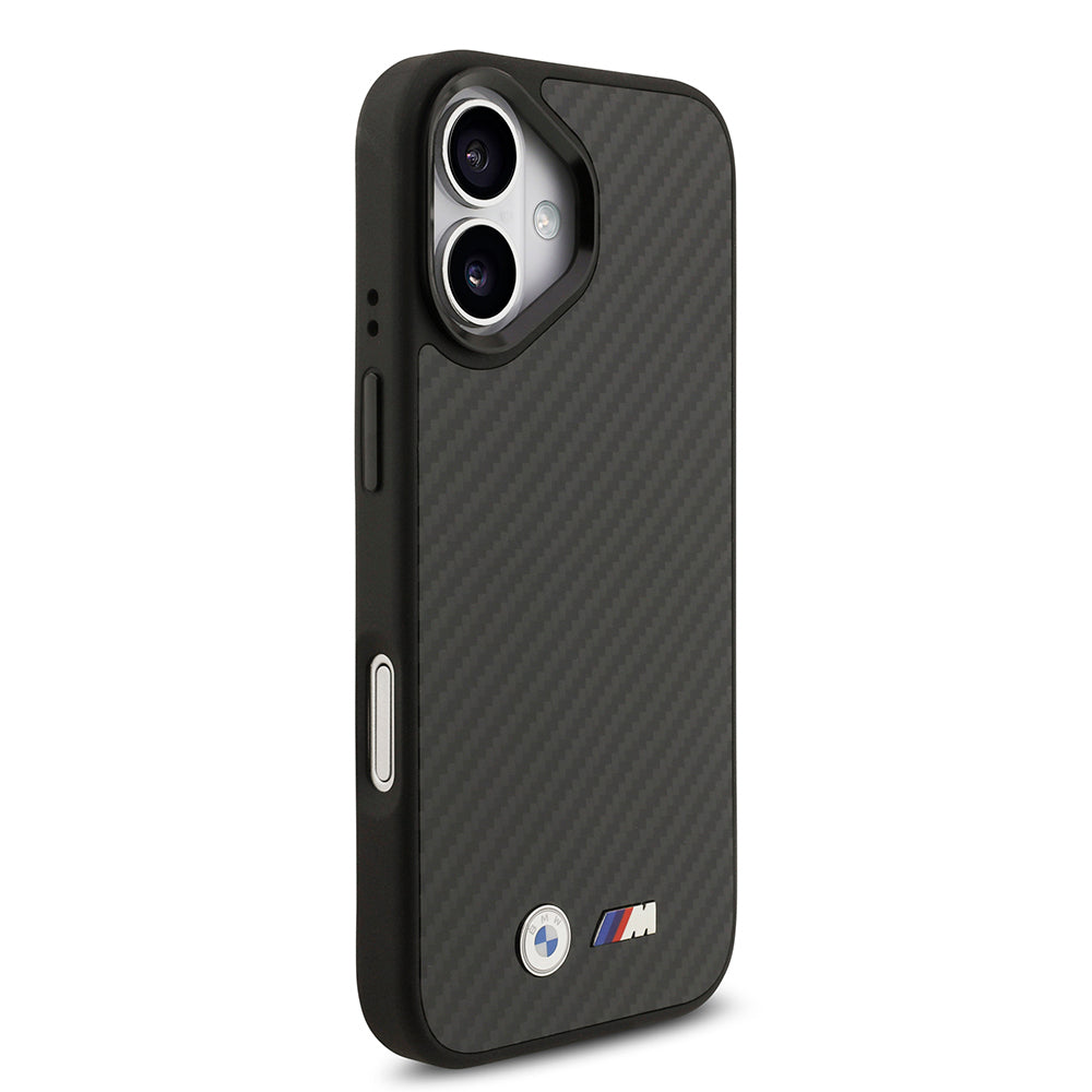 iPhone 17 Kılıf BMW Orijinal Lisanslı M-safe Şarj Özellikli Karbon Fiber Metal Logolu Kılıf