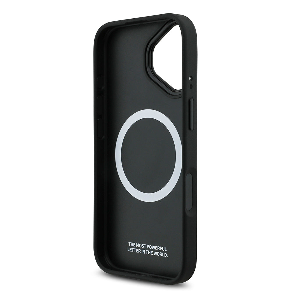 iPhone 17 Kılıf BMW Orijinal Lisanslı M-safe Şarj Özellikli M Logolu Üç Şeritli Delikli Deri Kılıf