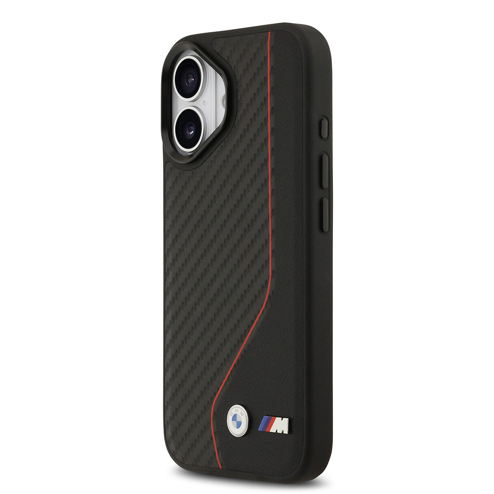 iPhone 17 Kılıf BMW Orijinal Lisanslı M-safe Şarj Özellikli Metal BMW ve M Logolu PU Karbon Tasarımlı Kılıf