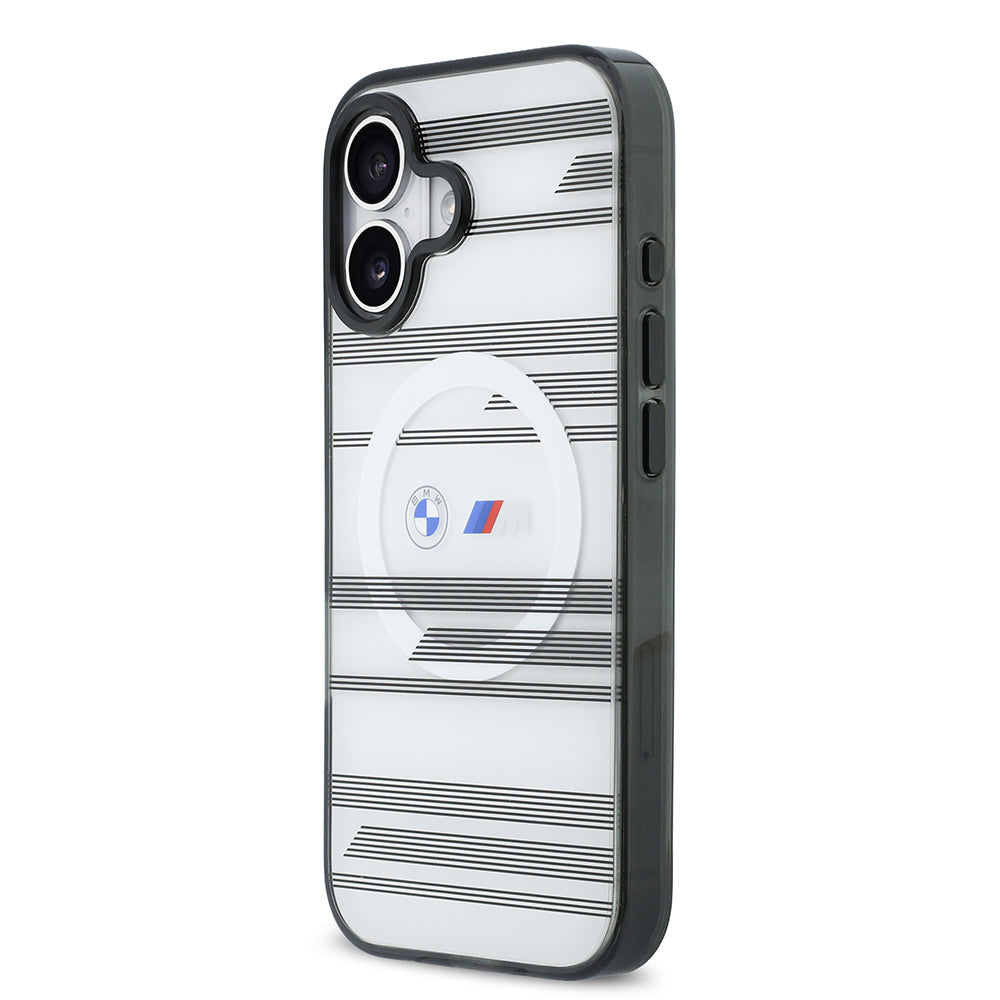 iPhone 17 Kılıf BMW Orijinal Lisanslı M-safe Şarj Özellikli Metal Kamera Butonlu Yatay Şeritli M Dizayn Kılıf