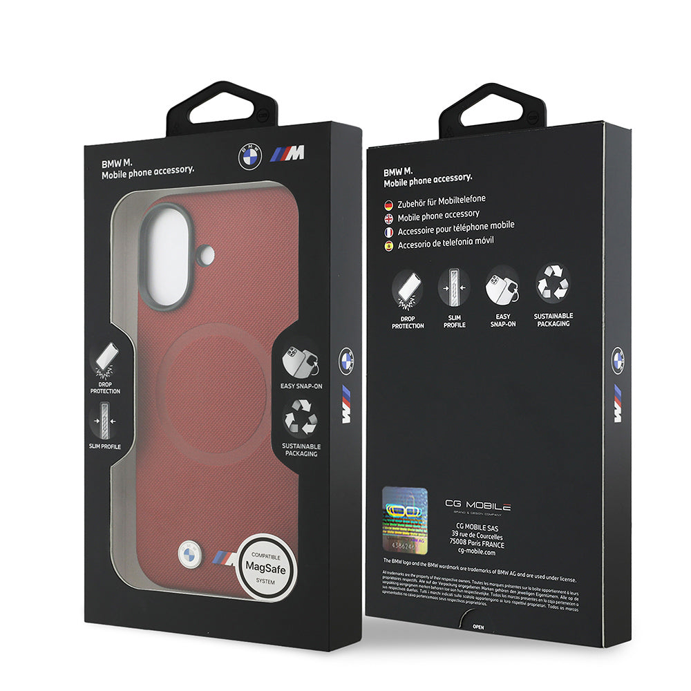 iPhone 17 Kılıf BMW Orijinal Lisanslı M-safe Şarj Özellikli Metal Logolu Delikli M Dizayn Deri Kılıf