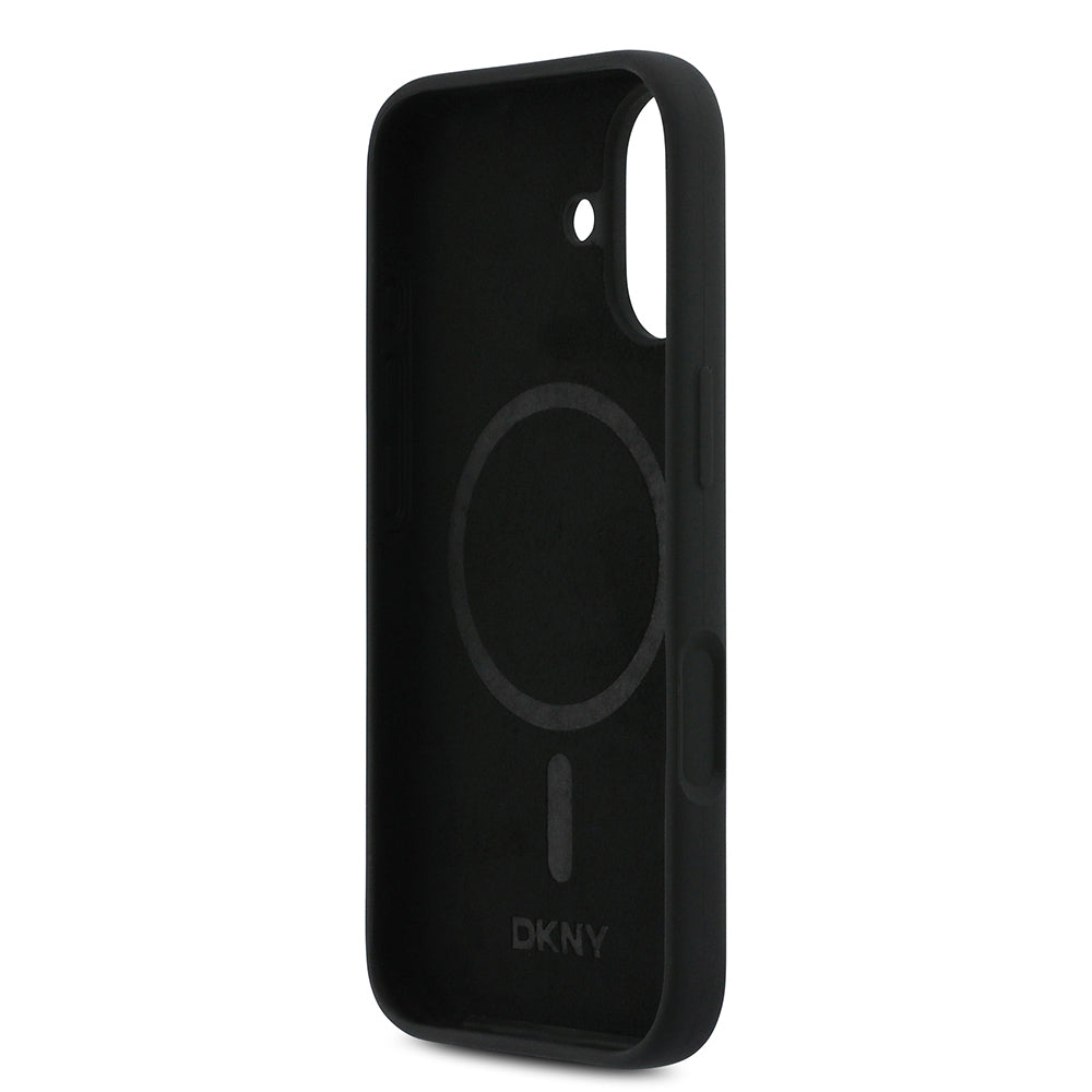iPhone 17 Kılıf DKNY Orjinal Lisanslı M-safe Şarj Özellikli Metal Logolu Silikon Kılıf